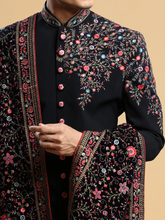 Load image into Gallery viewer, HAND EMBROIDERED BLACK SHERWANI - SHR1009