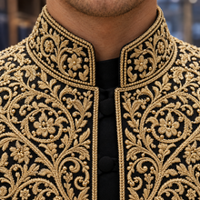 Load image into Gallery viewer, HAND EMBROIDERED BLACK SHERWANI - SHR1005