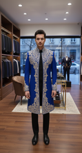 Load image into Gallery viewer, HAND EMBROIDERED BLUE SHERWANI - SHR1006