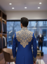 Load image into Gallery viewer, HAND EMBROIDERED BLUE SHERWANI - SHR1006