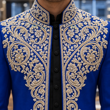 Load image into Gallery viewer, HAND EMBROIDERED BLUE SHERWANI - SHR1006