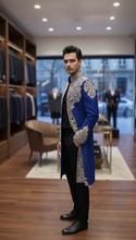 Load image into Gallery viewer, HAND EMBROIDERED BLUE SHERWANI - SHR1006