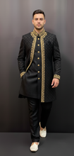 Load image into Gallery viewer, HAND EMBROIDERED BLACK SHERWANI - SHR1011