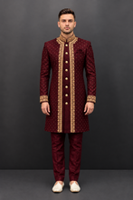 Load image into Gallery viewer, HAND EMBROIDERED RED SHERWANI - SHR1012