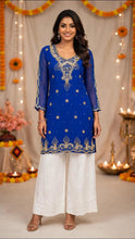 Load image into Gallery viewer, ROYAL BLUE EMBROIDERED TUNIC - TT1001