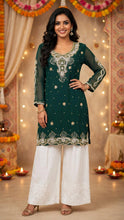 Load image into Gallery viewer, GREEN EMBROIDERED TUNIC - TT1002