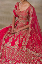 Load image into Gallery viewer, ZARI EMBROIDERED SILK BRIDAL LEHENGA