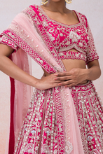 Load image into Gallery viewer, ZARDOSI EMBROIDERED SILK BRIDAL LEHENGA