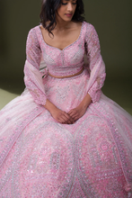 Load image into Gallery viewer, MIRROR EMBROIDERED NET RECEPTION LEHENGA