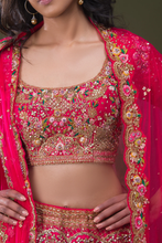 Load image into Gallery viewer, SEQUINS EMBROIDERED RAW SILK BRIDAL LEHENGA