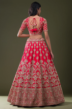 Load image into Gallery viewer, SEQUINS EMBROIDERED RAW SILK BRIDAL LEHENGA
