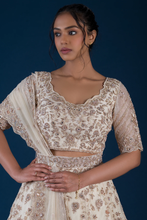 Load image into Gallery viewer, MIRROR EMBROIDERED ORGANZA BRIDAL LEHENGA
