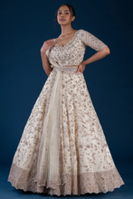 Load image into Gallery viewer, MIRROR EMBROIDERED ORGANZA BRIDAL LEHENGA