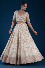 Load image into Gallery viewer, MIRROR EMBROIDERED ORGANZA BRIDAL LEHENGA