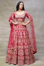 Load image into Gallery viewer, RESHAM EMBROIDERED RAW SILK BRIDAL LEHENGA