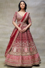 Load image into Gallery viewer, SEQUINS EMBROIDERED RAW SILK BRIDAL LEHENGA