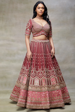 Load image into Gallery viewer, SEQUINS EMBROIDERED RAW SILK BRIDAL LEHENGA
