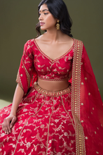 Load image into Gallery viewer, ZARI WOVEN SILK BRIDAL LEHENGA