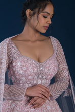 Load image into Gallery viewer, STONE EMBROIDERED NET RECEPTION LEHENGA