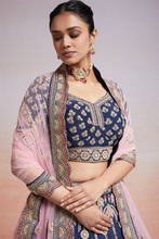 Load image into Gallery viewer, SEQUINS EMBROIDERED RAW SILK BRIDAL LEHENGA