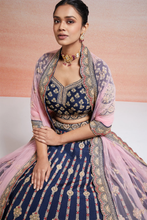 Load image into Gallery viewer, SEQUINS EMBROIDERED RAW SILK BRIDAL LEHENGA