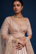 Load image into Gallery viewer, SEQUINS EMBROIDERED RAW SILK RECEPTION LEHENGA