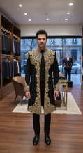Load image into Gallery viewer, HAND EMBROIDERED BLACK SHERWANI - SHR1005
