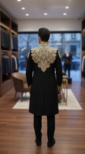 Load image into Gallery viewer, HAND EMBROIDERED BLACK SHERWANI - SHR1005

