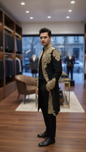 Load image into Gallery viewer, HAND EMBROIDERED BLACK SHERWANI - SHR1005
