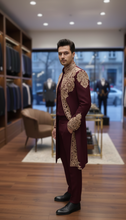 Load image into Gallery viewer, HAND EMBROIDERED RED SHERWANI - SHR1007

