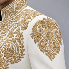 Load image into Gallery viewer, HAND EMBROIDERED WHITE SHERWANI - SHR1008
