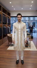 Load image into Gallery viewer, HAND EMBROIDERED WHITE SHERWANI - SHR1008
