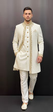 Load image into Gallery viewer, HAND EMBROIDERED WHITE SHERWANI - SHR1010
