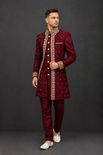 Load image into Gallery viewer, HAND EMBROIDERED RED SHERWANI - SHR1012
