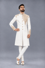 Load image into Gallery viewer, HAND EMBROIDERED WHITE SHERWANI
