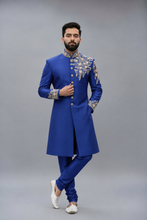 Load image into Gallery viewer, HAND EMBROIDERED BLUE SHERWANI
