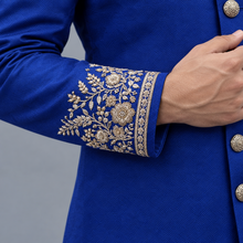 Load image into Gallery viewer, HAND EMBROIDERED BLUE SHERWANI
