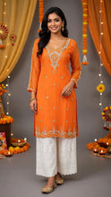 Load image into Gallery viewer, ORANGE EMBROIDERED TUNIC - TT1003

