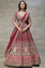 Load and play video in Gallery viewer, SEQUINS EMBROIDERED RAW SILK BRIDAL LEHENGA
