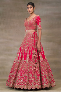 ZARI EMBROIDERED SILK BRIDAL LEHENGA