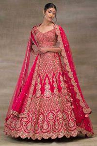 ZARI EMBROIDERED SILK BRIDAL LEHENGA