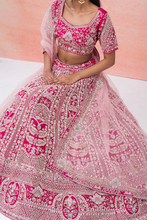 Load image into Gallery viewer, ZARDOSI EMBROIDERED SILK BRIDAL LEHENGA
