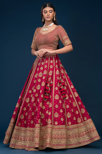 SEQUINS EMBROIDERED SILK BRIDAL LEHENGA