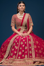 Load image into Gallery viewer, SEQUINS EMBROIDERED SILK BRIDAL LEHENGA
