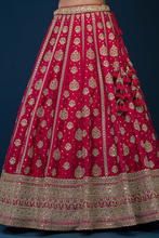 Load image into Gallery viewer, SEQUINS EMBROIDERED SILK BRIDAL LEHENGA
