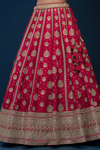 SEQUINS EMBROIDERED SILK BRIDAL LEHENGA