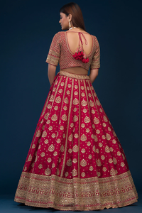 SEQUINS EMBROIDERED SILK BRIDAL LEHENGA