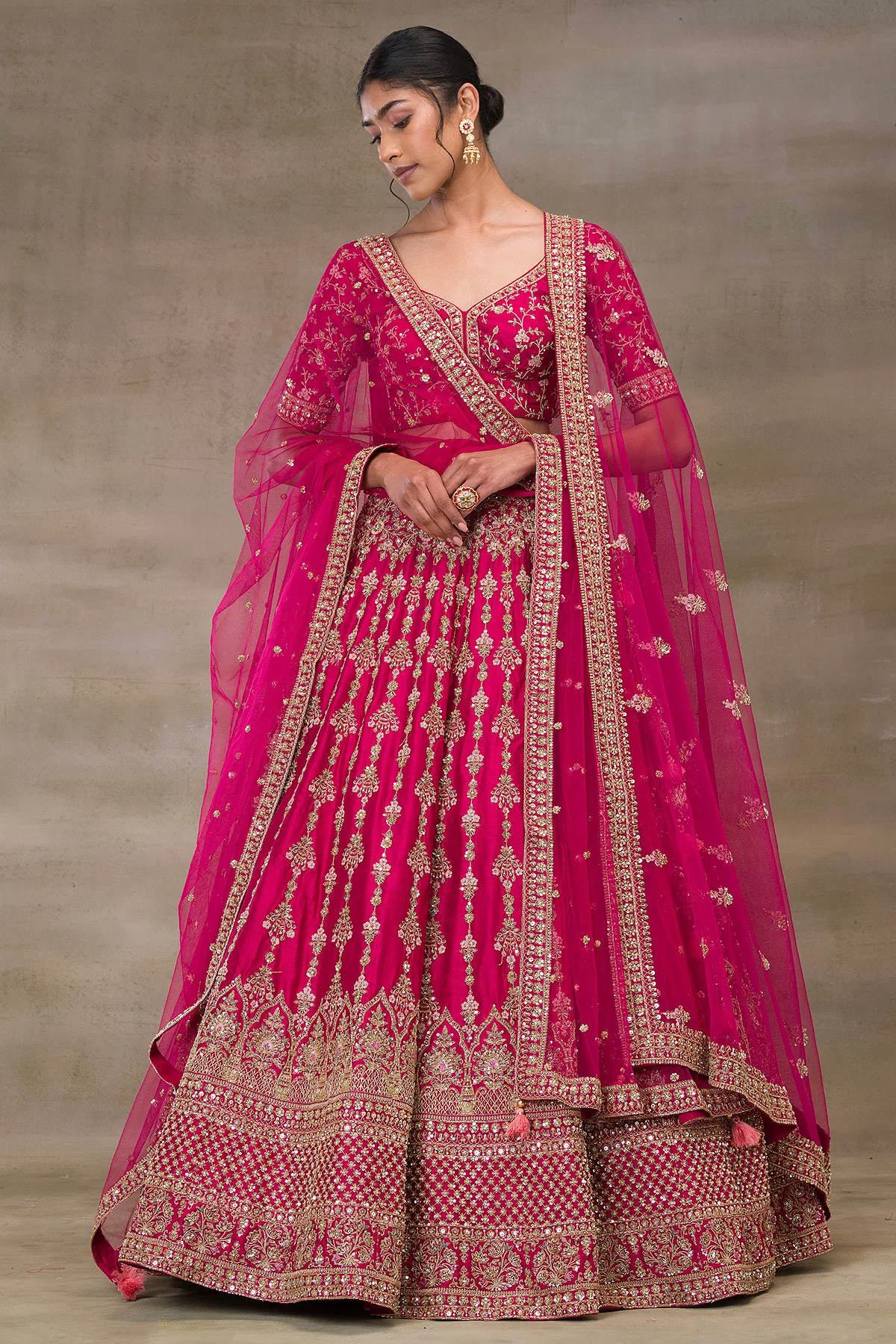 ZARI EMBROIDERED SILK BRIDAL LEHENGA