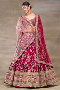 ZARI EMBROIDERED SILK BRIDAL LEHENGA