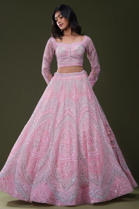 MIRROR EMBROIDERED NET RECEPTION LEHENGA